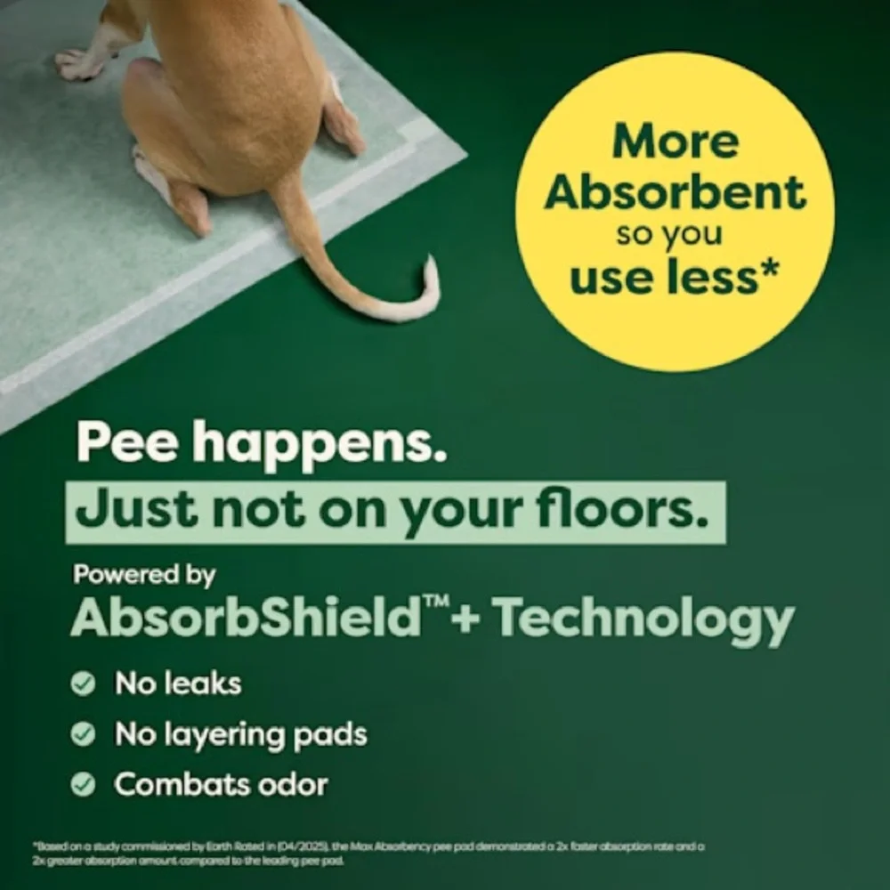 Earth Rated Max Absorbency, 40 Leak-Proof Dog Pee Pads, 22
